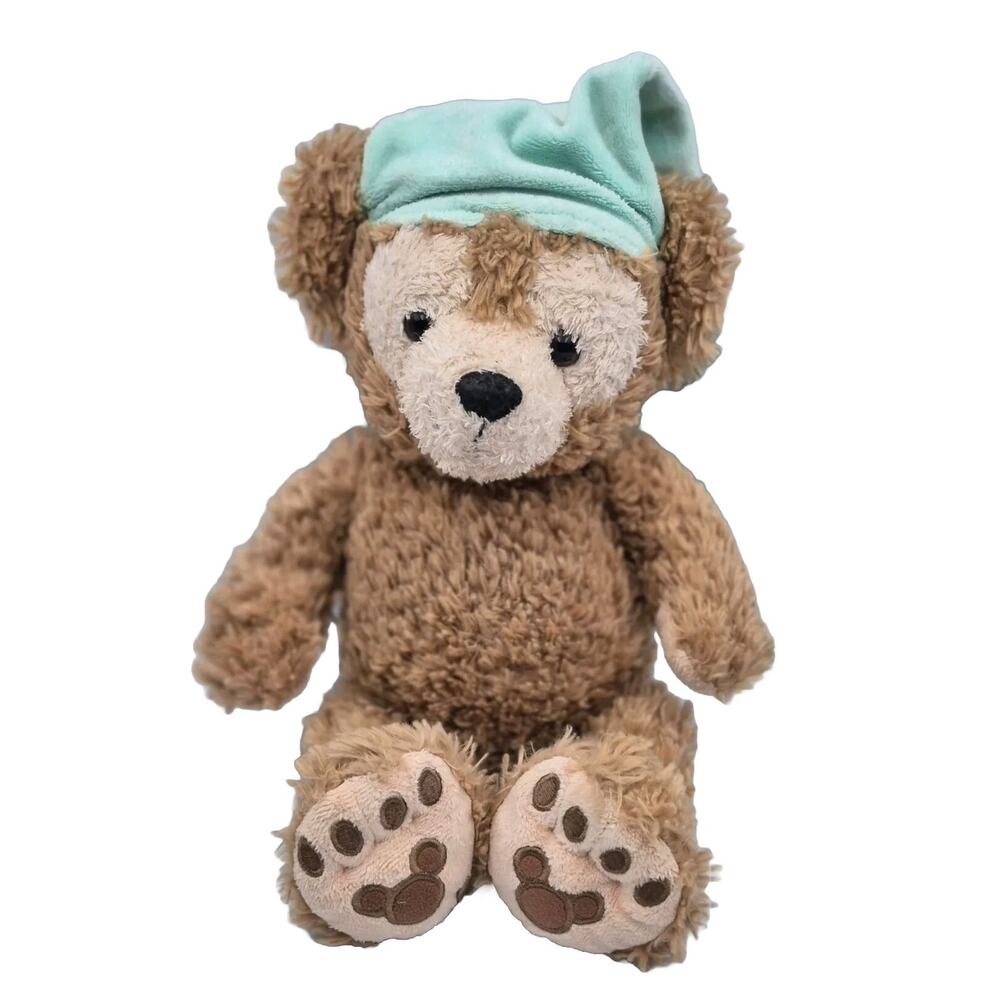 Disney Parks DUFFY The Disney Bear 14" Plush Brown Green Nightcap